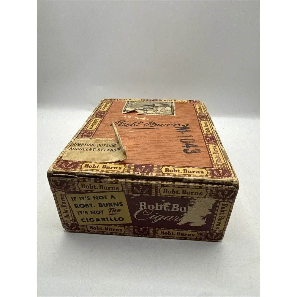 Vintage Robt. Burns Cigarillos 5 Cent Small Cigar Box Smoke W/ 1955 Duck Stamp